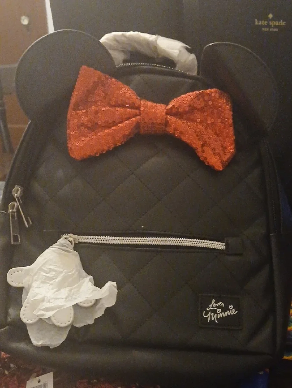 Minnie Ear Backpack with Red Sequin Bow NWT